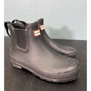 Hunter Boots Womens 8 Black Original Short Chelsea Rubber Waterproof Gardening